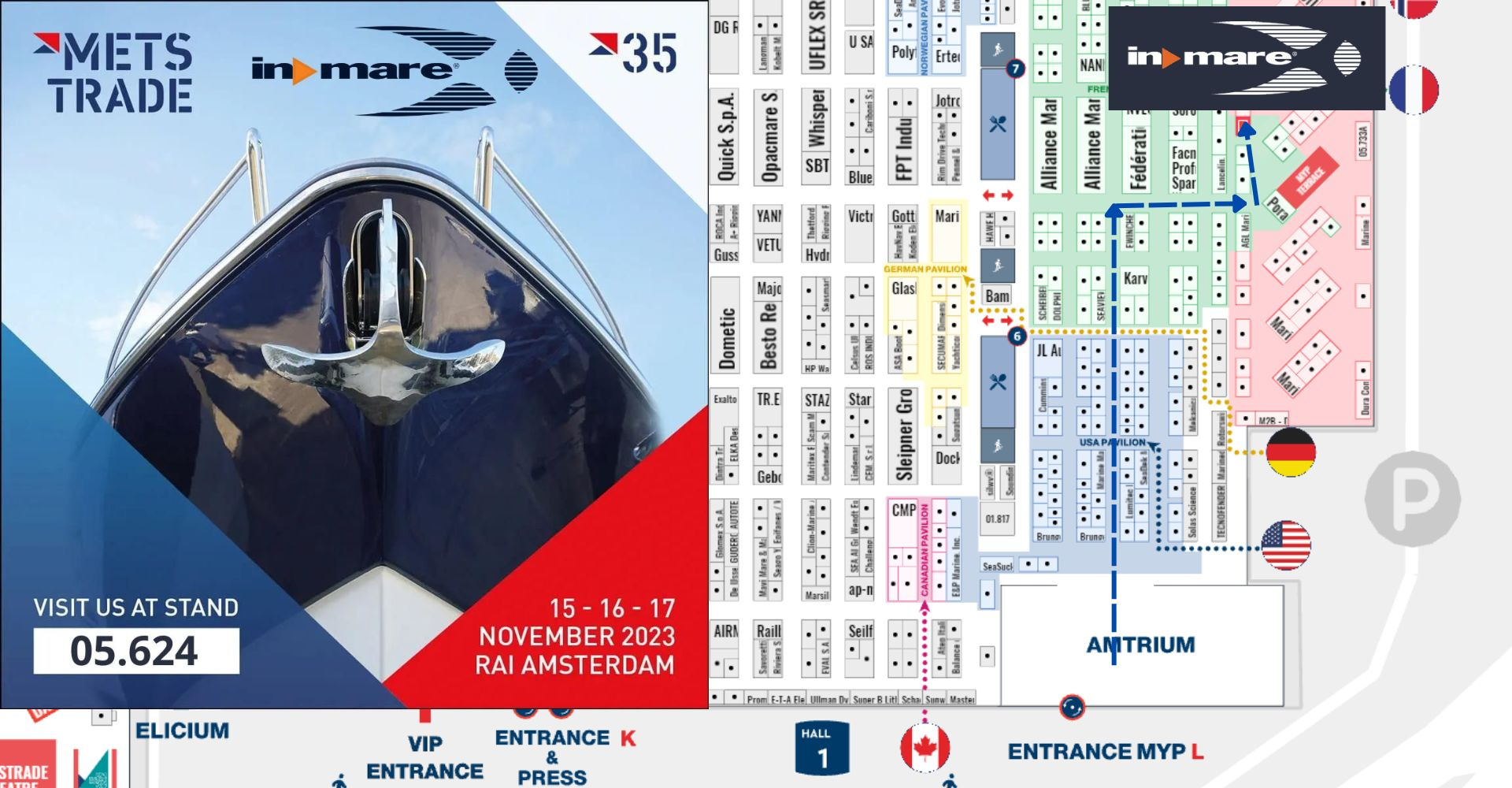 INMARE 05.624 booth location in 2022 METSTRADE floorplan